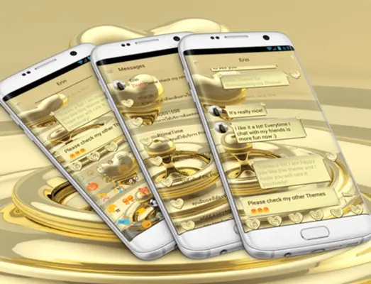 SMS Messages Heart Gold Theme android App screenshot 0