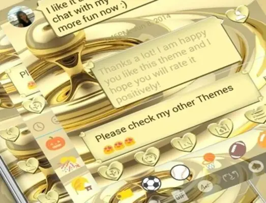 SMS Messages Heart Gold Theme android App screenshot 1