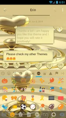 SMS Messages Heart Gold Theme android App screenshot 3